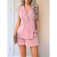 thumbnail image 2 of Womens Summer Vacation Outfits Beach Travel Cruise Resort Wear 2 Piece Short Sets Casual Tank Tops and Shorts Pink L, 2 of 8