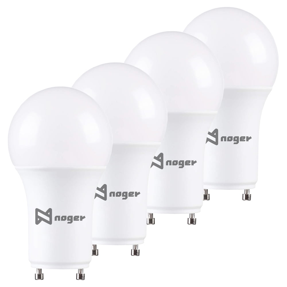 GU24 LED Bulb A19 Shape, Dimmable, 60W Equivalent, 2 Prong Light Bulbs, 5000K Daylight, 12W 1200 Lumens, GU24 Twist Lock Base, Replacing CFL Ceiling Light for Home - 4 Pack