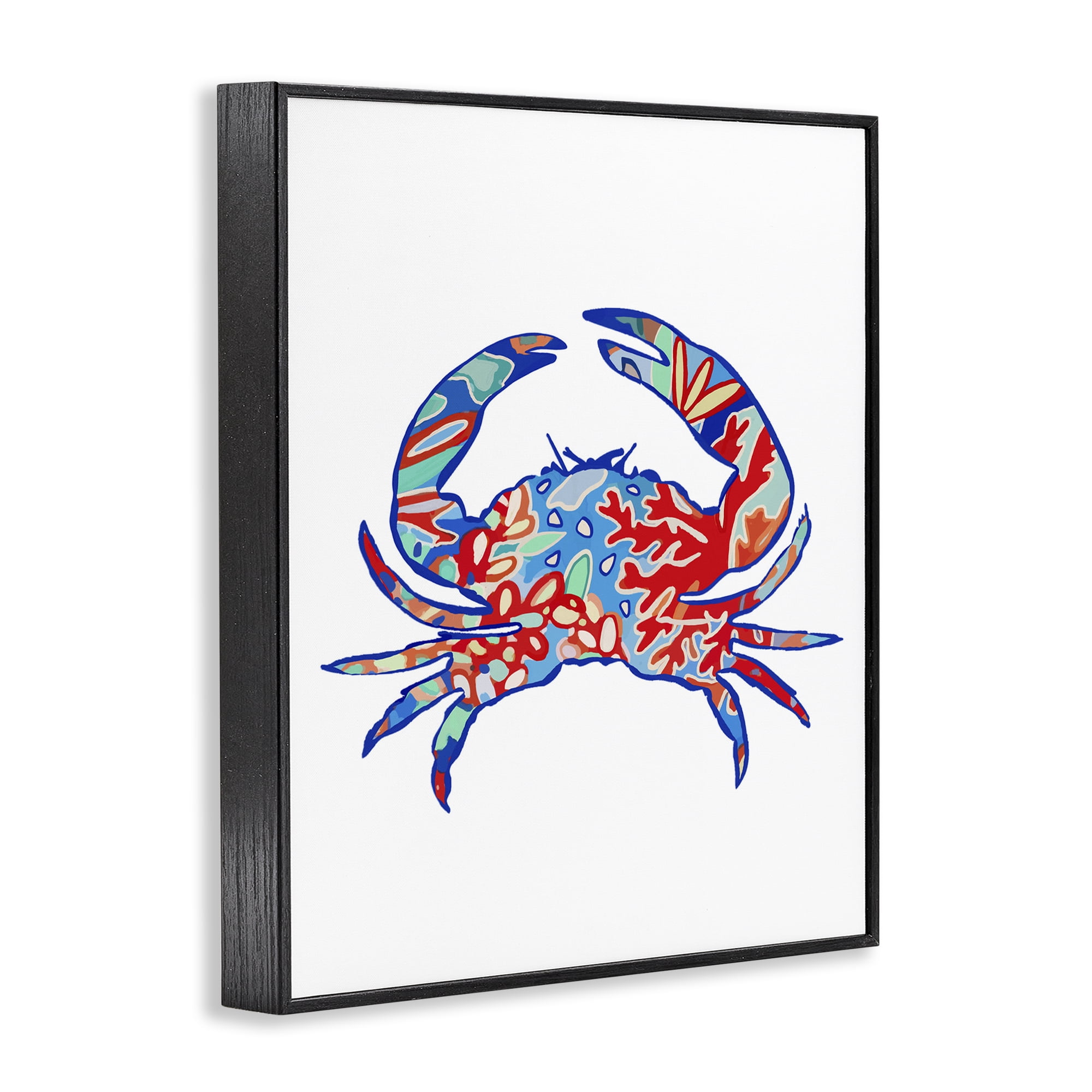 Stupell Industries Coral Patterned Crab Animals & Insects Painting Black Framed Art Print Wall Art, 24 x 30