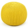 thumbnail image 4 of Gymax Pure Cotton Pouf Floor Ottoman Hand Knitted Footrest Cable Style Home Yellow, 4 of 6