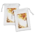 thumbnail image 1 of Autumn Fabric Pouch Set of 2, Creative Fall Season Botanical Composition with Trees Leaves and Dots, Small Drawstring Bag for Toiletries Masks and Favors, 9" x 6", Multicolor, by Ambesonne, 1 of 2