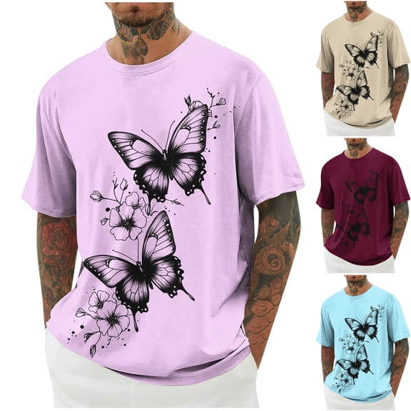 Goodtrade8 Mens Collar Shirts Short Sleeve Graphics Pullover Big and Tall Polo Summer Casual Crew Neck T-Shirts for Men Outfits