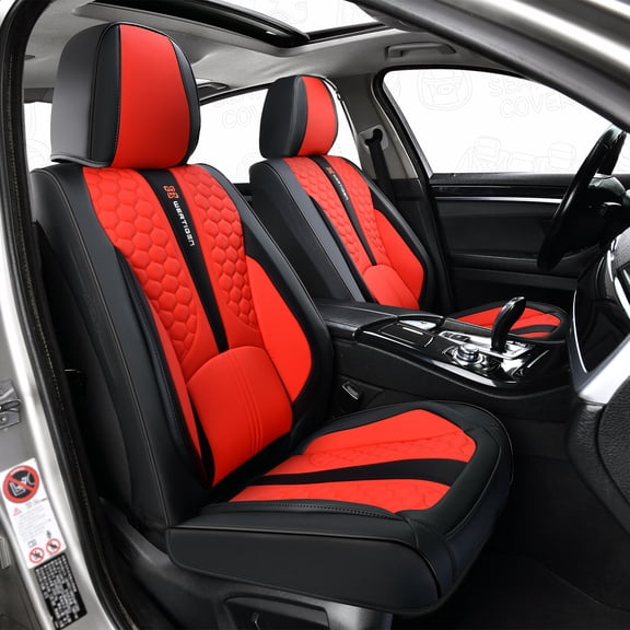 Fit for Jeep Renegade 2017, PU Leather Full Set of 5 Seats Anti-Slip Beautify Interior, Red Car Seat Covers, Protect Car Seats