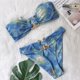thumbnail image 1 of Conjunto de Bikini Convertible con tirantes y hombros descubiertos para mujer, traje de baño de dos piezas de cintura alta, traje de baño para playa 2023, 1 of 5