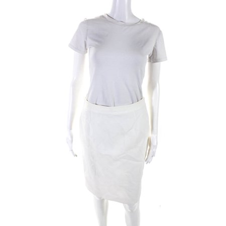 

Pre-owned|Luca Luca Womens Back Zip Knee Length Vintage Pencil Skirt White Cotton IT 42