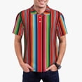 thumbnail image 1 of Balery Mexican Serape Blanket Stripes Camisa Polo de Hombre con Estampado, de Manga Corta y Tejido Medio, Camisa Tipo Golf Polo-4X-Large, 1 of 6