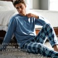 thumbnail image 6 of Vulcanodon Mens Pajama Sets, Soft Lounge Pajama for Men Long Sleeve Cozy Sleepwear with Pockets（DARK NAVY MEL./DARK BLUE PLAID, 2XL）, 6 of 6
