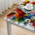 thumbnail image 4 of nygtbtfer  Tablecloth Fitted Table Cover, Elastic Tablecloths Outdoor Indoor Stretch Cloth Tablecover for Dinner, Party, Shower, Abstract Colorful Ink Painting Spring Plant White, 4 of 7