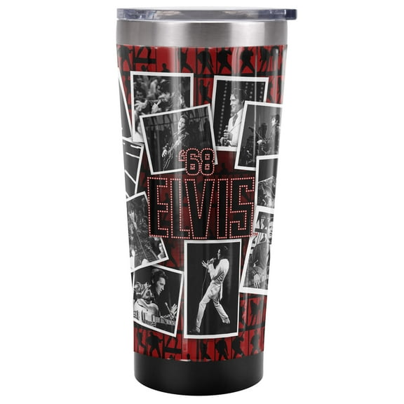 Elvis Official 68 Photos 20 oz Travel Tumbler, Stainless Steel, Vacuum Insulated with Leak Resistant Slide-Lock Lid