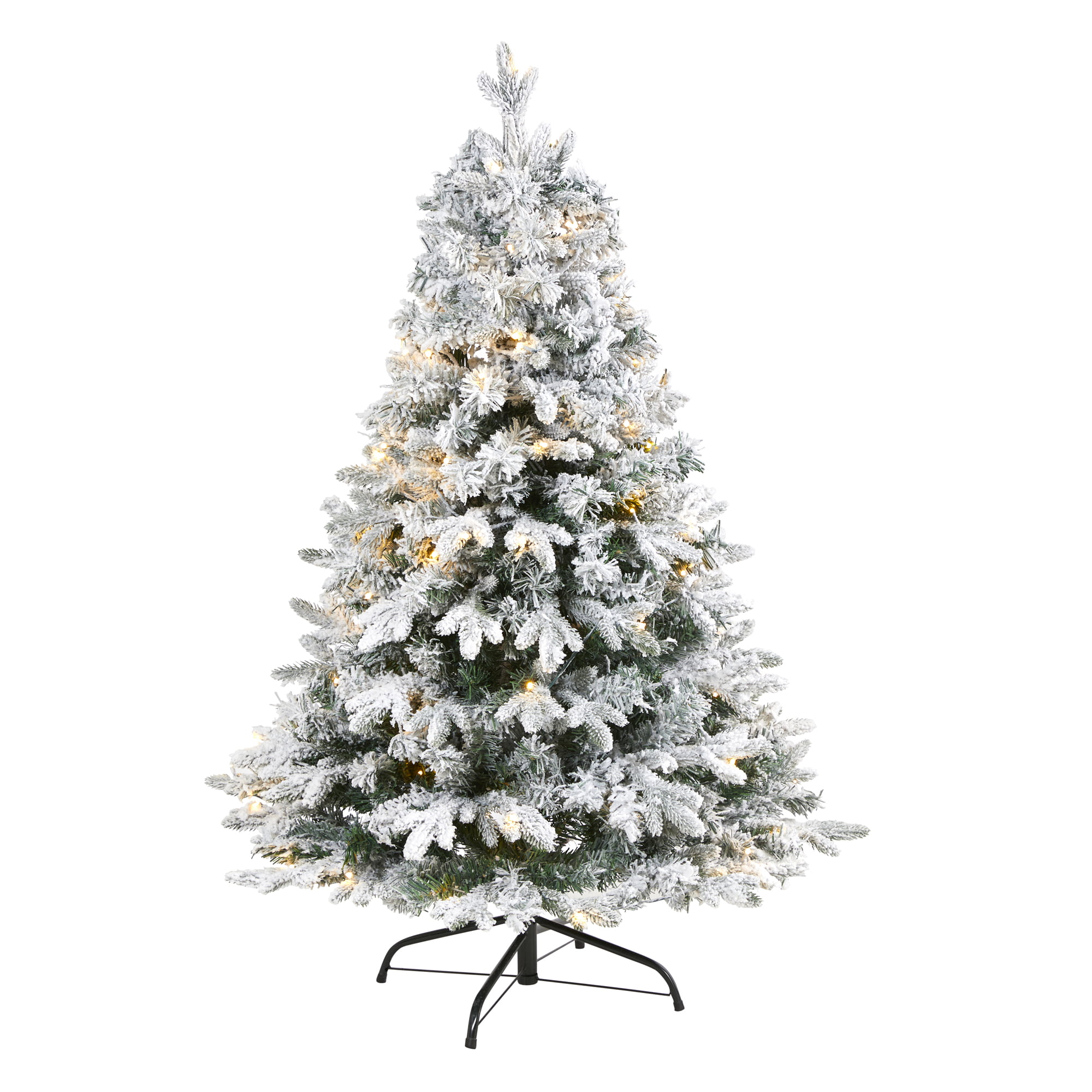 4ft. Flocked Vermont Mixed Pine Artificial Christmas Tree with 100