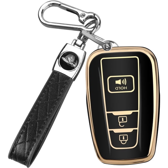 Key Fob Cover Compatible with Toyota 4Runner CHR RAV4 Camry Corolla Avalon Prius Highlander GT86 2016-2024 3 Button Keychain Case Holder Protector,Black