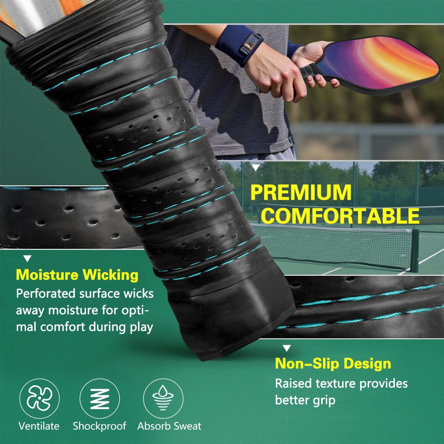 Pickleball Paddles Set Of 2, Fiberglass Surface, Fluid Smoke Aurora Art Style, 4 Balls & Bag