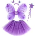 thumbnail image 1 of Conjunto de disfraz de hada para niñas, falda tutú de princesa, alas de mariposa mágicas de hadas, disfraz de fantasía, juego con alas de mariposa, varita mágica y diadema para niñas de 3 a 8 años, 1 of 5