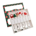 thumbnail image 3 of Juego de 6 cucharas y tenedores navideños de acero inoxidable para decoración de mesa. verde 6E, 3 of 9
