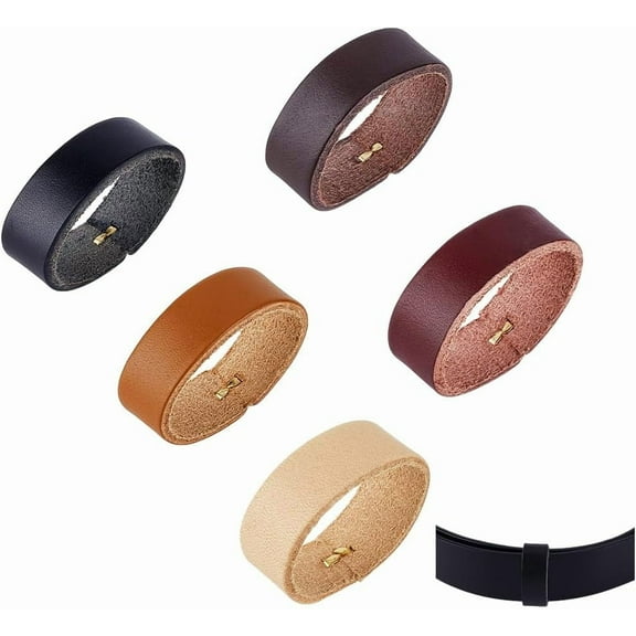 5pcs Leather Loop Keeper Belt Keeper Loops Genuine Cowhide Waist Belt Loop Holder Retainer 5 Colors Leather Loops