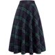 thumbnail image 1 of Faldas largas de lana de tartán para mujer, largas, cálidas, con cintura elástica, talla grande, 1 of 4