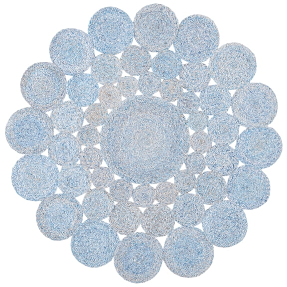 SAFAVIEH Cape Cod Damjana Abstract Dots Polyester Area Rug, Blue, 4' x 4' Round