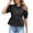 Black, variant on Women's Summer Short Sleeve Denim Style Blouse – Casual Turndown Collar Button Peplum Top with Puff Sleeves