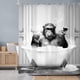 thumbnail image 2 of Newsely Divertida cortina de ducha de mono, 59.8 x 71.7 in, chimpancé en bañera, negro, blanco, animal, vida silvestre, niños, hombres, cortina de ducha, juego de baño, moderno, fresco, impermeable, a, 2 of 5