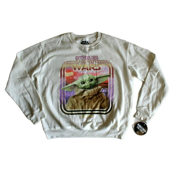Star Wars Jr/Women's Mandalorian "Baby Yoda" Ivory Sweatshirt (Large)
