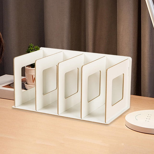 Elodie Wooden Desktop Bookshelf Modern Simple Tabletop Organizer for Desk Home Dorm White