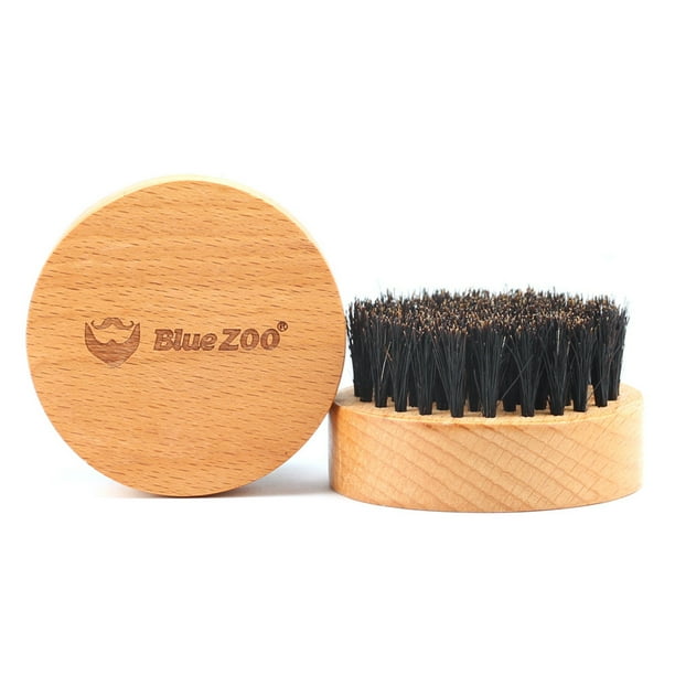 Brosse à Barbe Ronde en Poils de Sanglier Naturel Brosse de Toilettage Brosse à Moustache pour Hommes