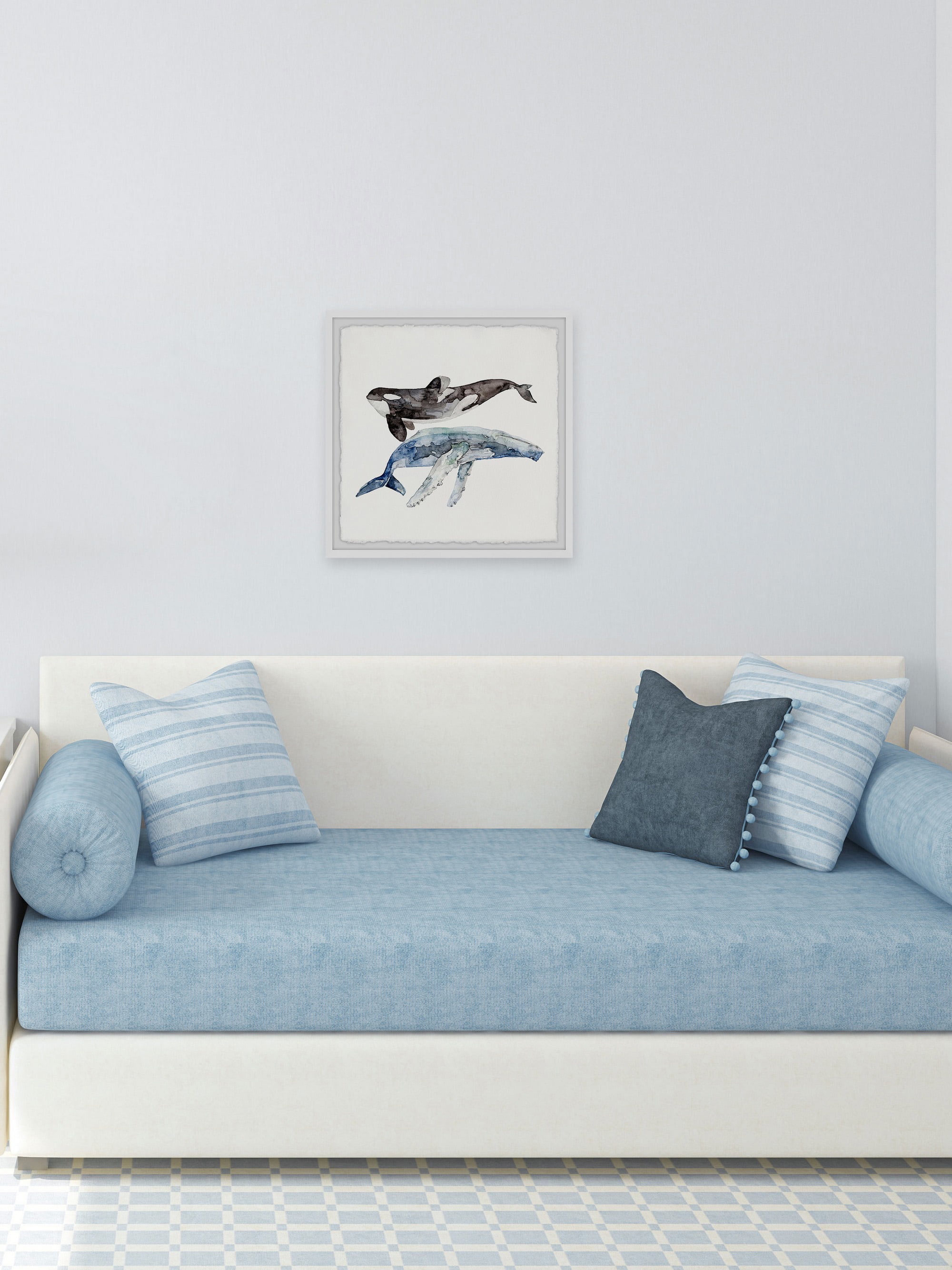 Marmont Hill The Big Whales By Rachel Byler Framed Wall Art, 18" x 1.5"