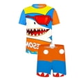 thumbnail image 4 of Atogsazn Kids Boys Hawaiian Swimsuit Childrens Short Sleeve Tshirt Shorts Bathing Suit 2 Piece Set Summer Outfit Blue 9-10 Years Fashion, 4 of 9