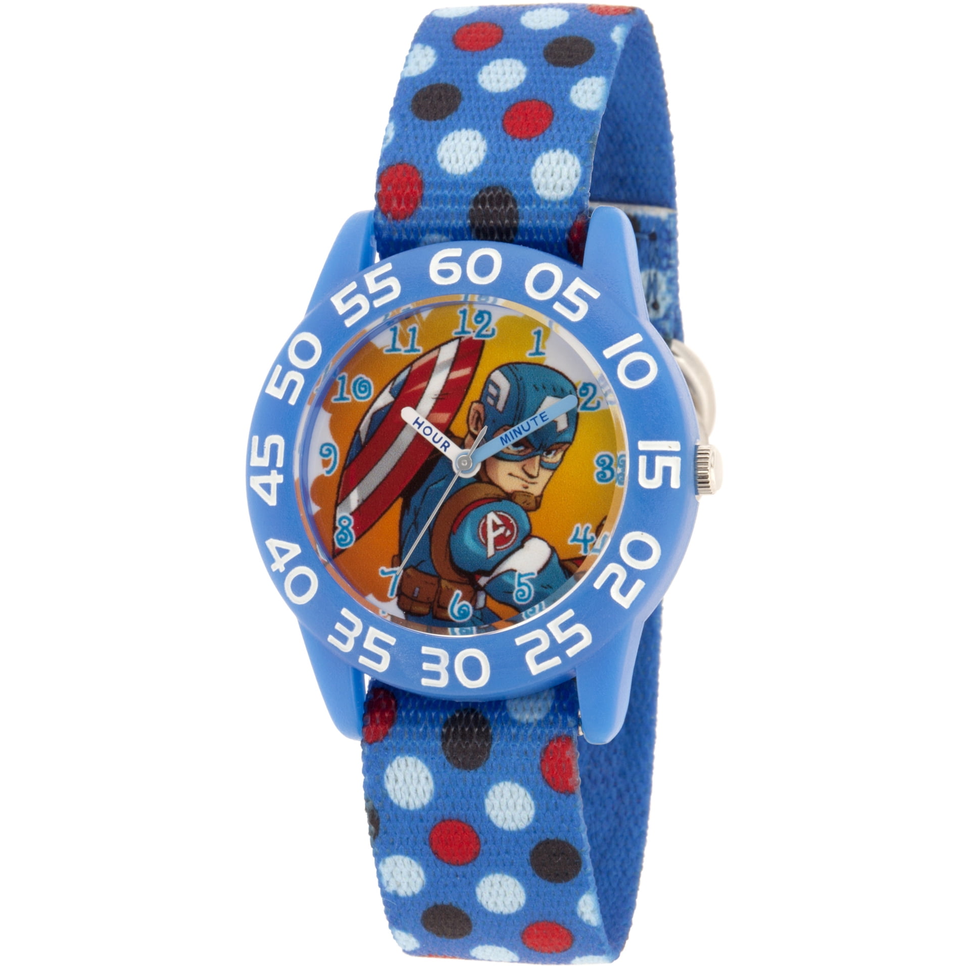 Super Hero Adventure Captain America, Toddler Boys' Blue Plastic Time Teacher Watch