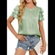 thumbnail image 1 of Camisa de Verano Fruncida con Mangas con Volantes para Mujer, Color Verde, Talla XXL, 1 of 8