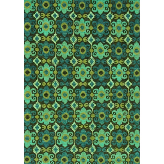 Ahgly Company Indoor Rectangle Abstract Turquoise Blue Modern Area Rugs, 2' x 4'