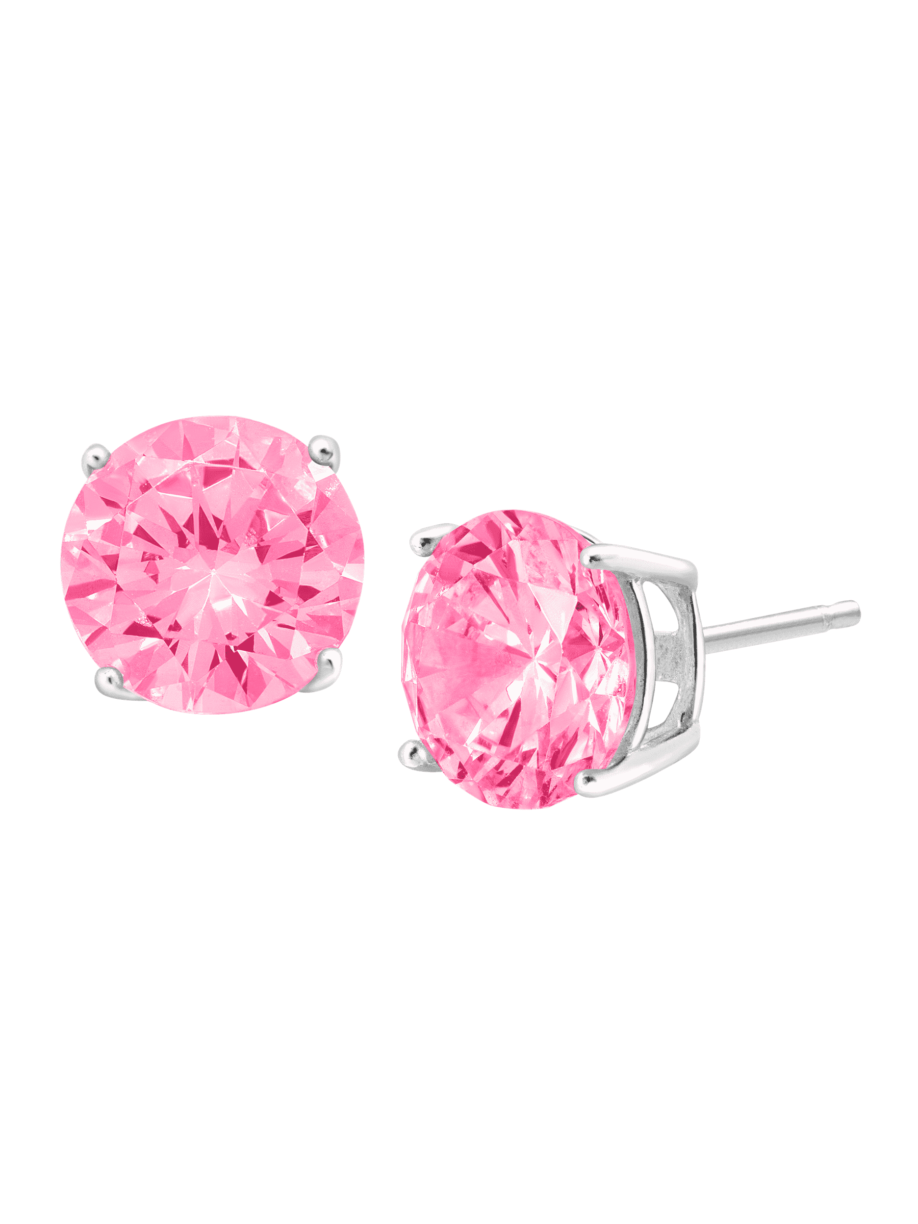 Details about   .925 Sterling Silver 12 MM Children's Pink White CZ Circle Dangle Stud Earrings 