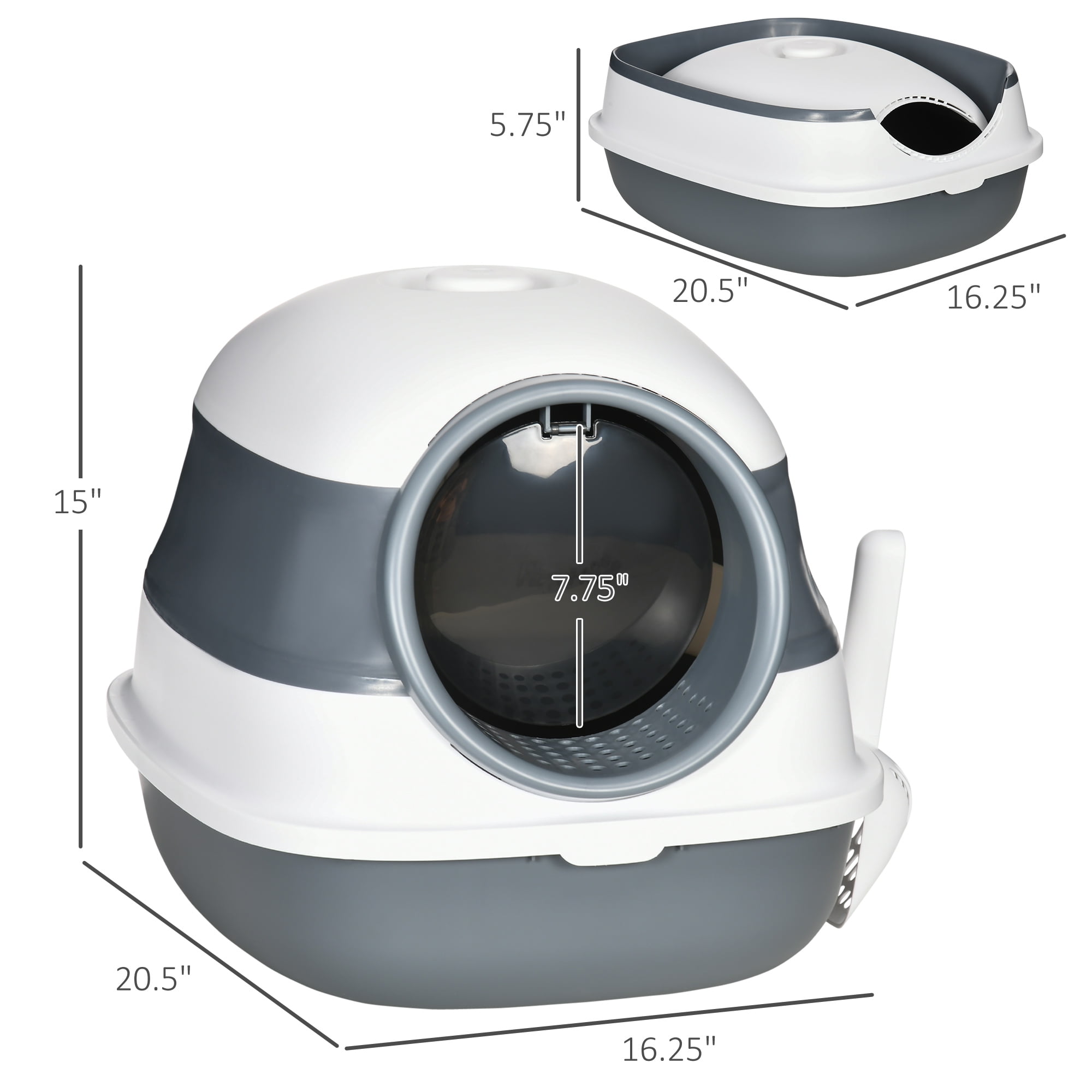 Litter Box - 20.5 by 16.25 inches Enclosed Cat Litter Box with Scoop