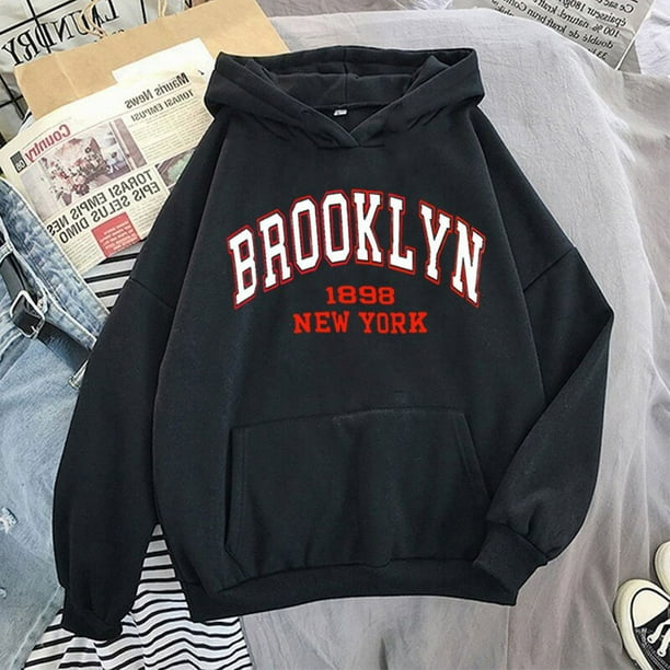 Sudadera con capucha con estampado de letras de Nueva York para hombre y mujer, abrigo de moda, sudaderas de gran tamaño, ropa Unisex xuanjing unisex