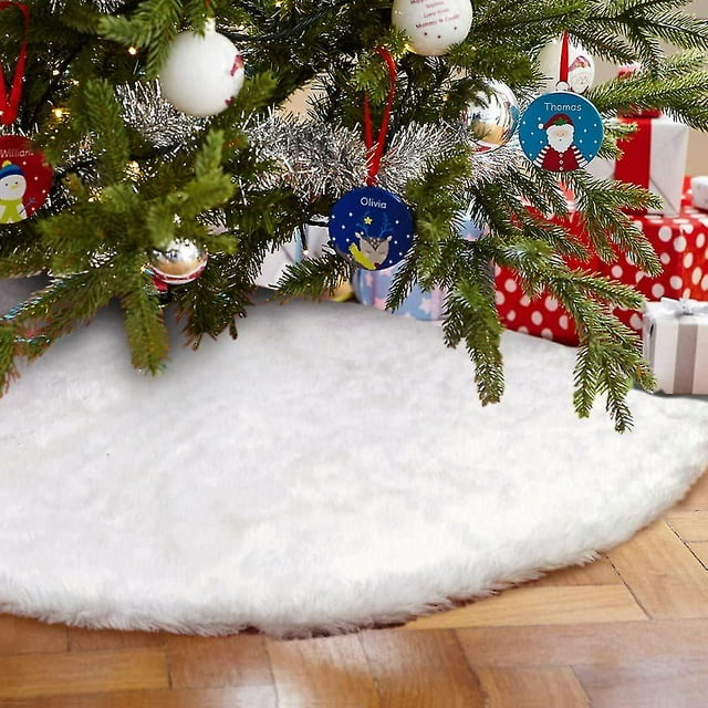 Manta redonda de fieltro para árbol, falda de árbol blanca, falda de árbol de Navidad de piel sintética, adorno temático navideño de Blancanieves, 120cm