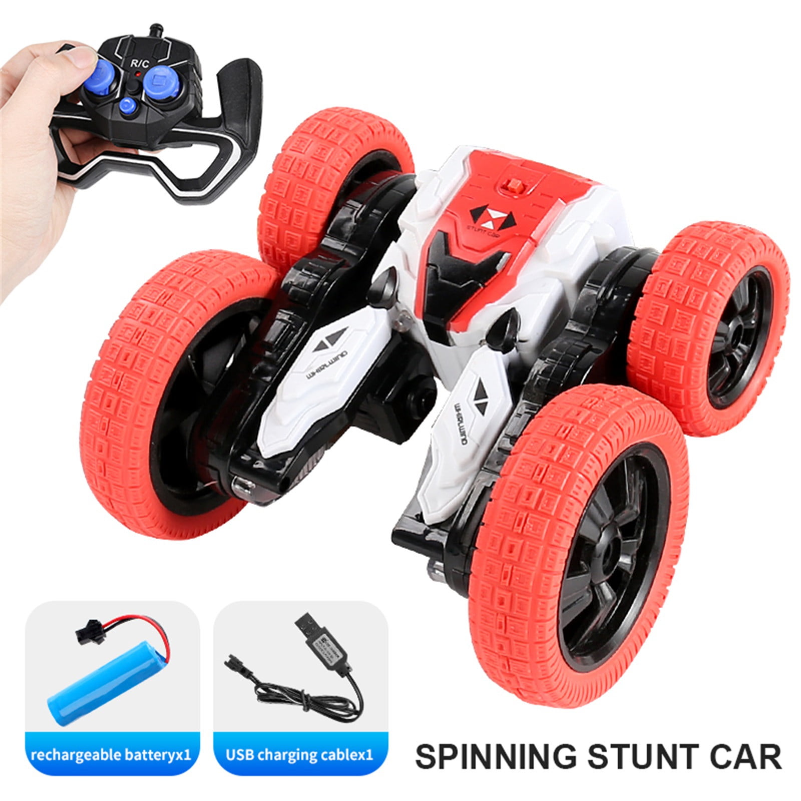 Green Threeking Rc Stunt Car Remote Control Off-Road Truck Double Sided Tumbling 360 Degree Rotation 3D Deformation Dance Car 1:28 2.4Ghz Rechargeable Stunt Car Great Gift for Kids 