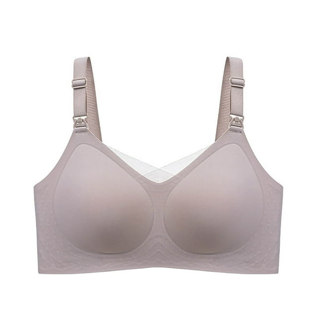 Bmisegm Comfort Wireless Bra Padded Seamless Design Full Coverage Supportive Bra for Enhanced Lift All-Day Wear for Women Grey 40