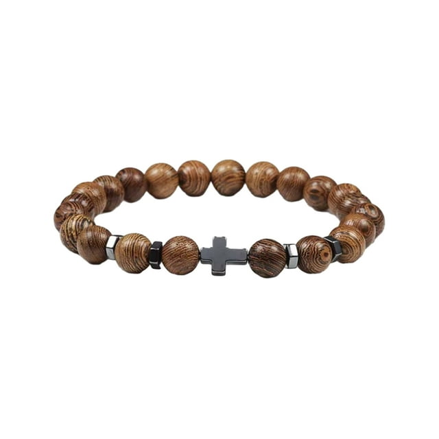 fastboy Easy Matching Stylish Beaded Cross Bracelets For Effortless Fashion Statements wooden beads 1Set