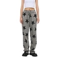thumbnail image 1 of Qiylii Women Casual Straight Trousers Stars Print Drawstring Elastic Waist Long Pants Baggy Sweatpants Streetwear, 1 of 5