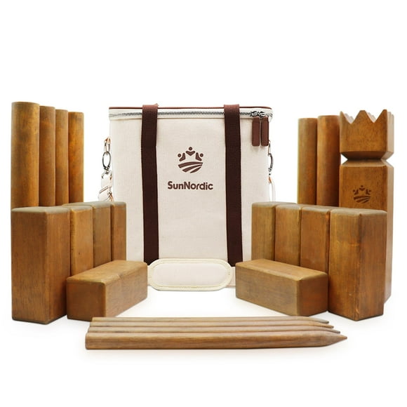 Set para exteriores Kubb Yard Game SunNordic Rubber Wood