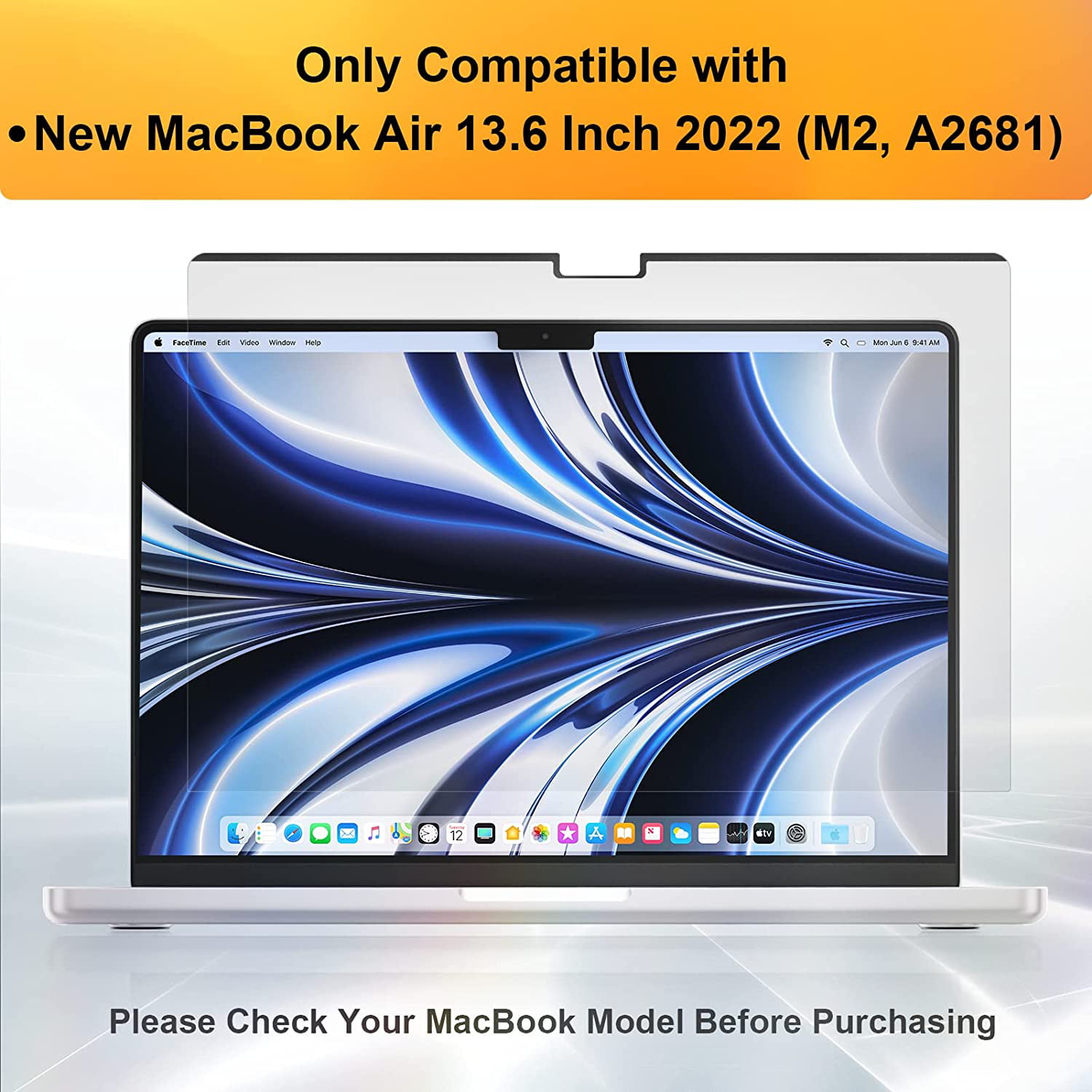 Compatible avec le MacBook Air 2022 de 13,6 po avec puce M2 A2681