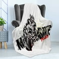 thumbnail image 4 of Motorcycle Soft Flannel Fleece Blanket, Motorbike Illustration Doted Grungy Background Super Bike Passion Silhouette, Cozy Plush for Indoor and Outdoor Use, 50" x 70", Black Yellow, by Ambesonne, 4 of 5