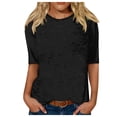 thumbnail image 1 of Womens Oversized T Shirts Round Neck 3/4 Sleeve Comfortable Print Blouse Ladies Tops Black M, 1 of 4