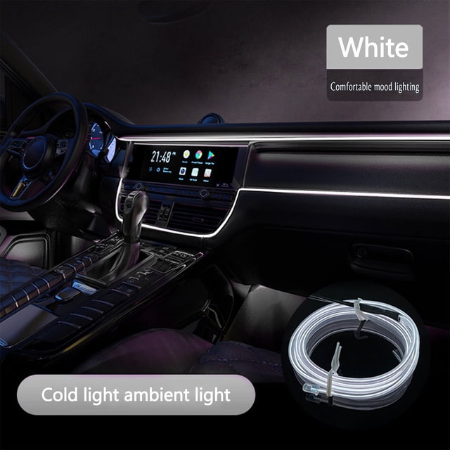 Pompotops Car Cold Light Atmosphere Lamp Interior Light Guide Led Atmosphere Lamp EL Luminous Line 5 Meters + 5V USB Drive Universal Car Decorative Lamp Clearance