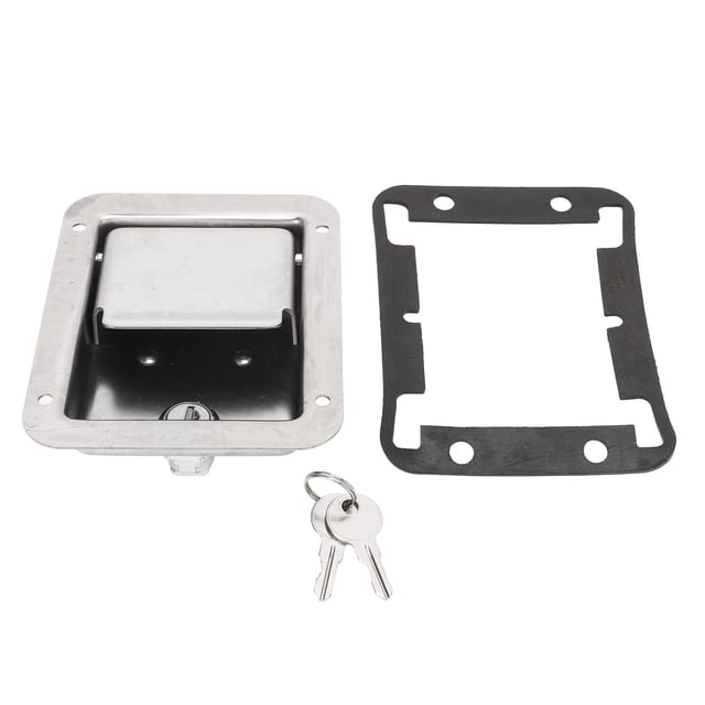 Cerradura de caja de herramientas de acero inoxidable con pestillo para manija de RV, cerradura de paleta con 2 llaves para camión remolque