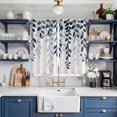 thumbnail image 2 of Navy Blue Ombre Botanical Kitchen Curtains 63 Inch Length, Watercolor Pastoral Leaf Rustic Grommet Top Bedroom Living Room Curtains, Light Filtering Cafe Curtain Drapes 2 Panels Set 84''x63'', 2 of 9