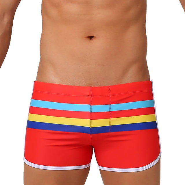 Maillot de Bain Court pour Hommes Taille Basse Rayé Haute Ventilation 95 % Polyester 5 % Spandex