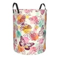 thumbnail image 2 of Balery Butterflies and Roses Round Laundry Basket with Handles Waterproof Freestanding Laundry Hamper for Clothes Toys in the Dorm and Family-Small, 2 of 8