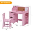 thumbnail image 2 of Yeshouse Escritorio de estudio rosa y juego de sillas, escritorio de aprendizaje para niños - características estantería, tablde anuncios, armarios - perfecto para niños de 3 a 8 años, 2 of 6