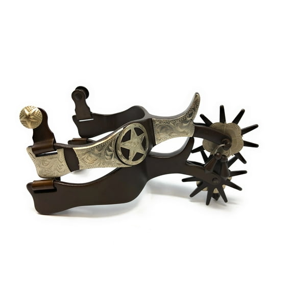 AJ Tack Men's Antique Brown Texas Star Spurs